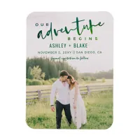 Green Our Adventure Begins Photo Save the Date Magnet