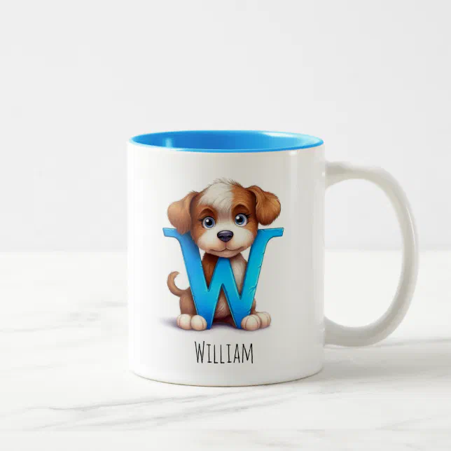Letter W Dog Alphabet Monogram Coffee Mug