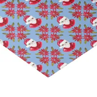 Santa Poinsettia Traditional Blue Red Christmas Tissue Paper