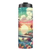 Pink and Turquoise Paradise | Beach Art Thermal Tumbler