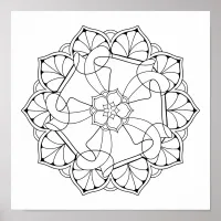 Pretty Mandala Adult Coloring Poster