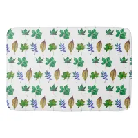 Green and Blue Watercolor Leaves Bath Mat