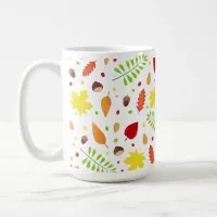 Cute fall pattern with colorful leaves and nuts coffee mug