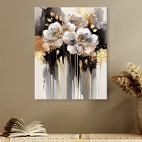 Elegant Floral Gold and Black  Acrylic Photo Tile