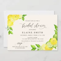 Elegant Summer Lemon Lime Citrus Bridal Shower  Invitation