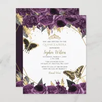 Budget Purple Butterfly Quinceañera Invitation