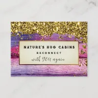 *~* AP49  Rustic QR Weathered Wood Glitter Business Card