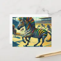 Funny Zebra with Extra Leg Skateboarding Postcard