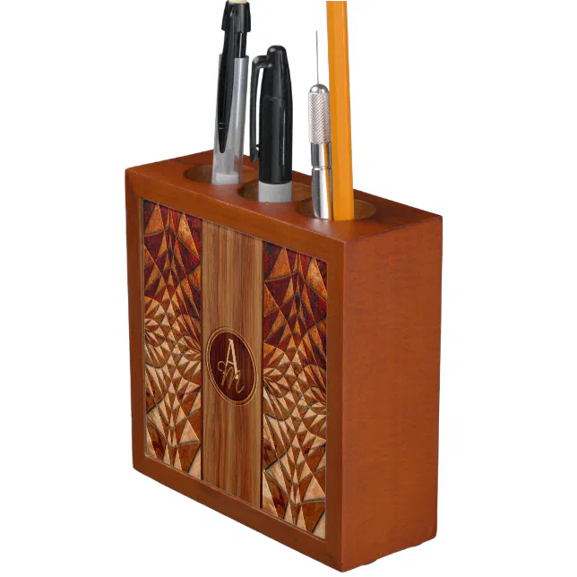 Wood Pattern Desk Organizer