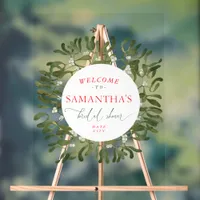 Mistletoe Frame Script Bridal Shower Welcome Acrylic Sign