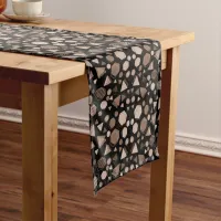 Hexagon & Triangle Pink & Brown on Black Pattern  Medium Table Runner