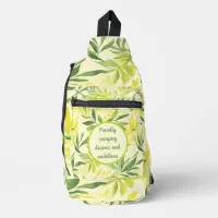 Watercolor Green and Yellow Leaf Pattern Sling Bag