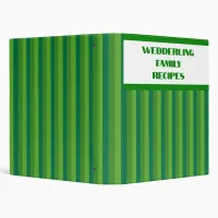 Green Striped Family Recipe Binder