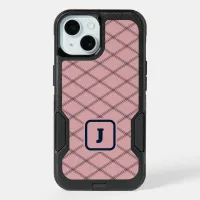 Art Deco-Inspired Pink and Navy Monogram Otterbox iPhone Case