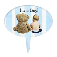 Baby Boy Teddy Bear Baby Shower Cupcake Topper