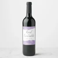 Lavender Watercolor Wedding Wine Label