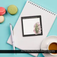 Lily of the Valley Happiness Personalized Black Post-it Notes