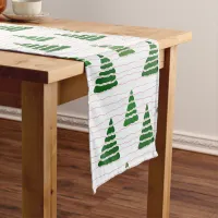 Christmas trees with red beads strings pattern short table runner