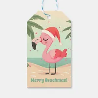 Merry Beachmas Flamingo Christmas in July Gift Tag