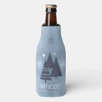 Christmas Trees and Snowflakes Blue ID863 Bottle Cooler