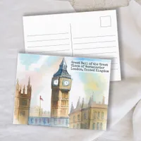 Vintage London big ben Watercolor Postcard