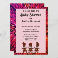 Tribal Baby Shower Pink to Red Abstract Invitation