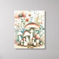 Cottage Core | Vintage Mushrooms and Flowers  Canvas Print