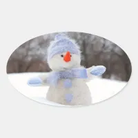 Adorable Snowman with Blue Scarf Christmas Sticker