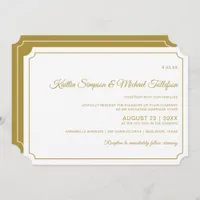 Basic Border Elegant Wedding Invitations (Gold)