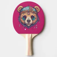 Hippie Bear I Ping Pong Paddle