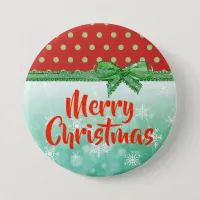 Merry Christmas Red and Green Holiday Button