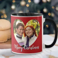 Romantic Modern Cute Custom Photo Heart Christmas Mug