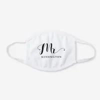 Personalized Modern Mr Newlywed Typography White Cotton Face Mask