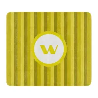 Rustic Yellow Monogram & Stripes Cutting Board