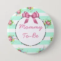 Mommy to Be Baby Shower Button Mint Green & Pink