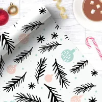 Modern Pine Branches Chic Christmas Holiday Wrapping Paper