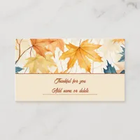 Maple Leaves Thankful Thanksgiving Brunch Dinner Place Card