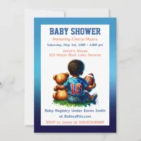 Football Baby Boy with Teddy Baby Shower Invitation