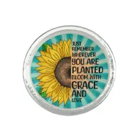 Inspirational Quote and Hand Drawn Sunflower Ring