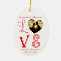 First Christmas Engaged Getting Married Photo 2025 Ceramic Ornament