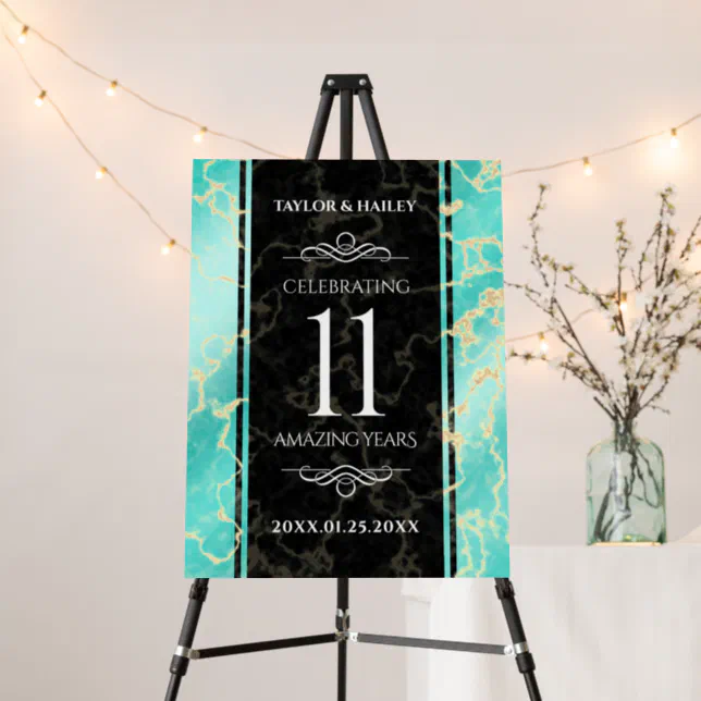 Elegant 11th Turquoise Wedding Anniversary Foam Board