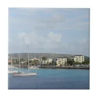 Bonaire Kralendijk Harbor Sailing Boats Ceramic Tile