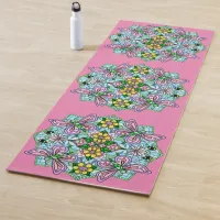 Pink and Blue Butterfly Mandala Patterned  Yoga Mat