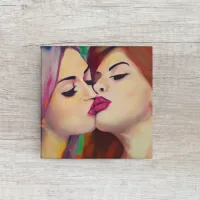 Watercolor Pride Two Women Share a Kiss Canvas Print