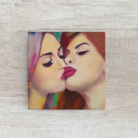  Watercolor Pride Two Women Share a Kiss Canvas Print