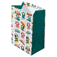 Cute Raining Cats and Dogs with Umbrellas Medium Gift Bag