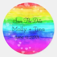 Save the Date Rainbow Classic Round Sticker