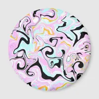 Fluid Art  Cotton Candy Pink, Teal, Black and Gold Magnet