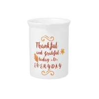 thankful and grateful thanksgiving beverage pitcher