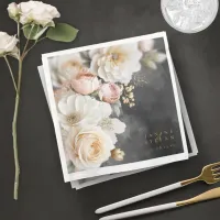 Floral Drama Wedding Table Number Charcoal ID1022 Paper Dinner Napkins